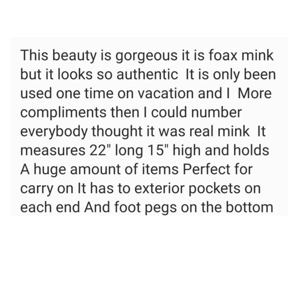 🍂 EXTRA LARGE FAUX MINK TRAVEL BAG - Picture 8 of 8